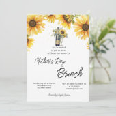 Invitation Tournesol Vin Bouteille Verre Fête des Mères Brunc (Debout devant)