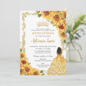 Invitation Tournesol vintage Brown Princesse Quinceañera (Debout devant)