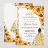 Invitation Tournesol vintage Brown Princesse Quinceañera (Devant / Derrière)
