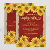 Invitation Tournesol vintage lin Quinceañera (Devant / Derrière)