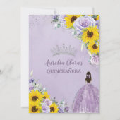 Invitation Tournesol violet Floral Princesse Gown Quinceañera (Dos)