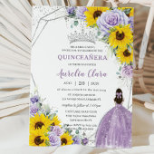 Invitation Tournesol violet Floral Princesse Gown Quinceañera