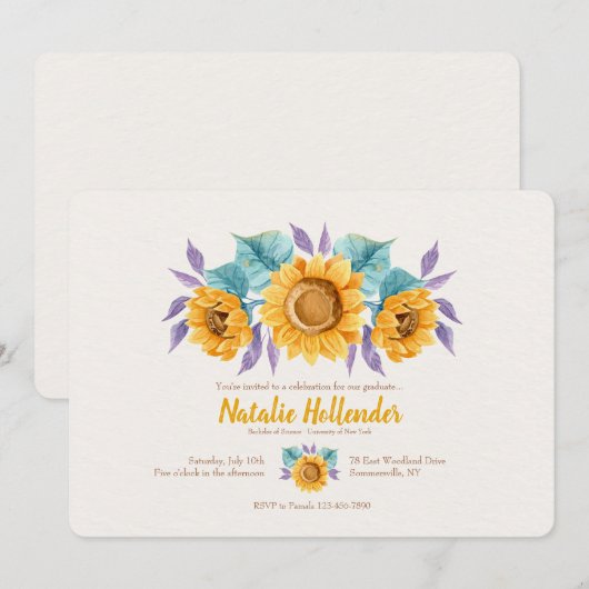 Invitation Tournesols (Devant / Derrière)