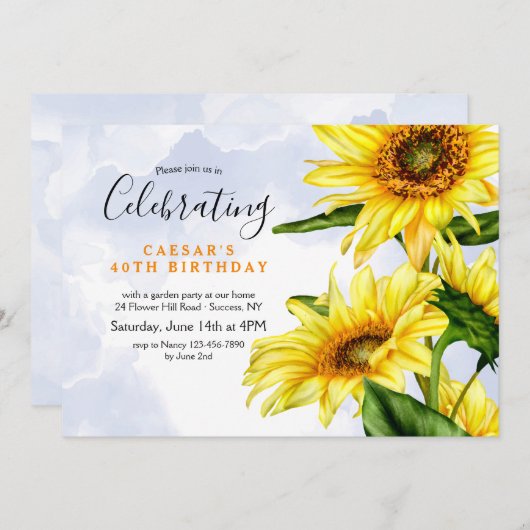 Invitation Tournesols (Devant / Derrière)