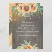 Invitation Tournesols à cordes rustiques Lumières Fête des ma (Devant / Derrière)