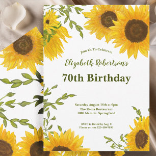 Invitation Tournesols à l'aquarelle 70e anniversaire femmes