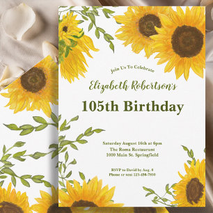 Invitation Tournesols aquarelle 105e anniversaire femmes