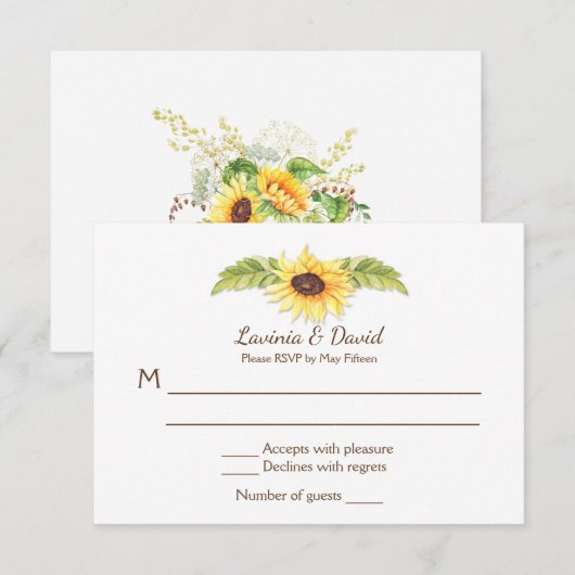 Invitation Tournesols aquarelle rustiques Crâne de Longhorn R (Devant / Derrière)