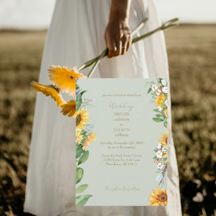 Invitation Tournesols aquarelle Texte Or Mariage Sage