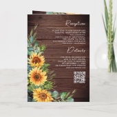 Invitation Tournesols Bois d'Eucalyptus Code QR Mariage (Dos)