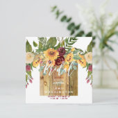 Invitation Tournesols Bois rustique Fête des mariées Bourgogn (Debout devant)