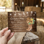 Invitation Tournesols Bottes de fille 3 Photos Graduation Par