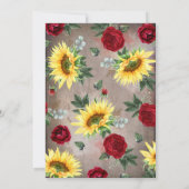 Invitation Tournesols Bourgogne Rouge Rustique Mariage Annive (Dos)