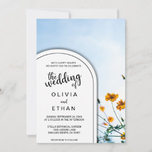Invitation Tournesols Ciel Élégant Mariage Floral d'Été