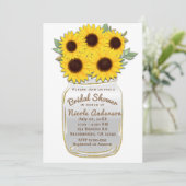 Invitation Tournesols dans un bocal Mason Rustique Chic Baby  (Debout devant)