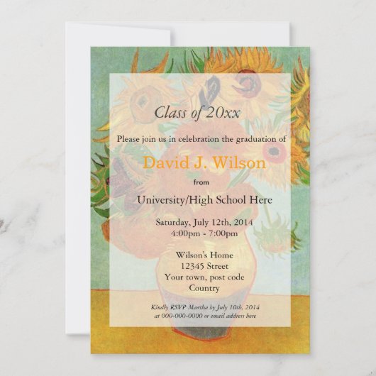 Invitation Tournesols d'art fin vintage pour la remise des di (Devant)