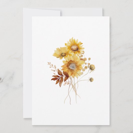Invitation Tournesols d'automne rustique et Mariage Fleur sau (Dos)