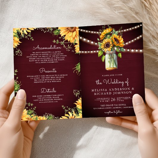 Invitation Tournesols de Bourgogne Pot Mason Code QR Mariage