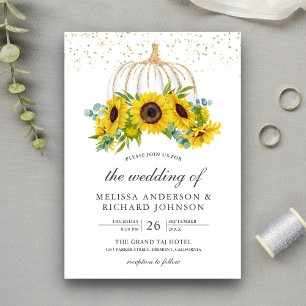 Invitation Tournesols de citrouille blanche rustique Mariage