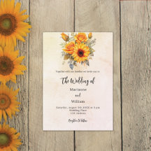 Tournesols de mariage rustiques jaune automne