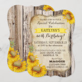 Invitation Tournesols de pays et anniversaire en bois (Devant / Derrière)
