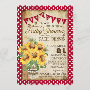 Invitation Tournesols de pays et baby shower de contrôle de