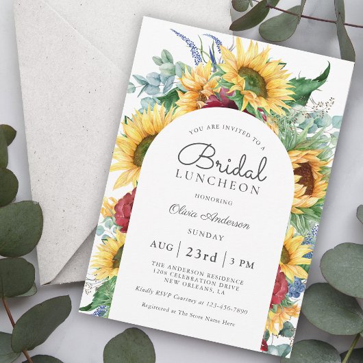 Invitation Tournesols Déjeuner Floral de Mariage d'Automne