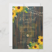 Invitation Tournesols d'été Rustic Wood REHEARSAL DINNER Inv (Devant)