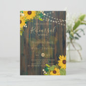 Invitation Tournesols d'été Rustic Wood REHEARSAL DINNER Inv (Debout devant)