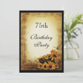 Invitation Tournesols d'or et papillons 75e anniversaire (Debout devant)