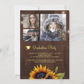 Invitation Tournesols d'or Fête de graduation collage photo I (Dos)