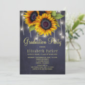 Invitation Tournesols d'or PHOTO fête de graduation rustique (Debout devant)