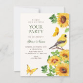 Invitation Tournesols élégants oiseau (Devant)