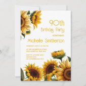 Invitation Tournesols Élégants Rustiques 90e Anniversaire (Devant)