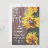 Invitation Tournesols en bois rustique Enregistrer la date Ma (Devant)