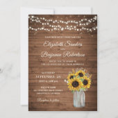 Invitation Tournesols en bois rustique Mason Jar Mariage (Devant)