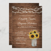 Invitation Tournesols en bois rustique Mason Jar Mariage (Devant / Derrière)