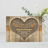 Invitation tournesols en bois style champêtre douche nuptiale (Debout devant)