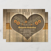 Invitation tournesols en bois style champêtre douche nuptiale (Devant / Derrière)