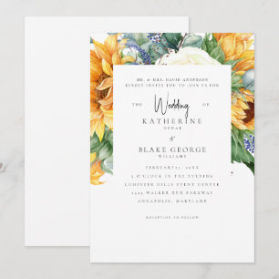 Invitation Tournesols en fleurs Mariage Blanc