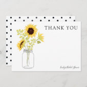 Invitation Tournesols en Merci de Mason Jar (Devant / Derrière)