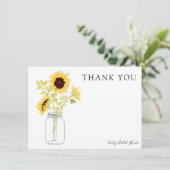 Invitation Tournesols en Merci de Mason Jar (Debout devant)