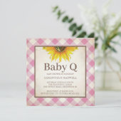 Invitation Tournesols et Baby shower rose En vichy (Debout devant)