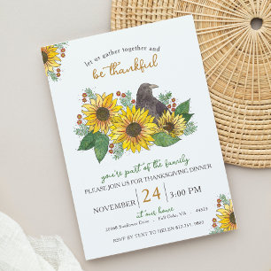 Invitation Tournesols et Corneille Thanksgiving Dîner