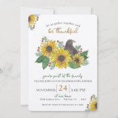 Invitation Tournesols et Corneille Thanksgiving Dîner (Devant)