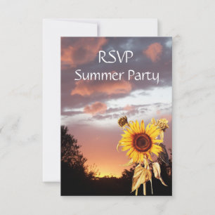 INVITATION TOURNESOLS ET COUCHER DE SOLEIL D'ÉTÉ FÊTE DE MARI