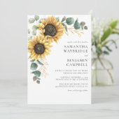 Invitation Tournesols et Eucalyptus Mariage rustique (Debout devant)