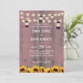 Invitation Tournesols et lanternes rustiques Mariage de grang (Debout devant)