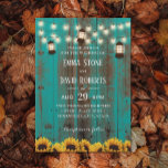Invitation Tournesols et lanternes rustiques Mariage de la gr<br><div class="desc">Fleurs de soleil et lanternes rustiques Lumières à cordes Turquoise mariage de grange Invitations.</div>