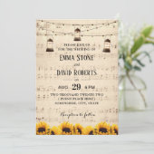 Invitation Tournesols et lanternes rustiques Mariage musical (Debout devant)